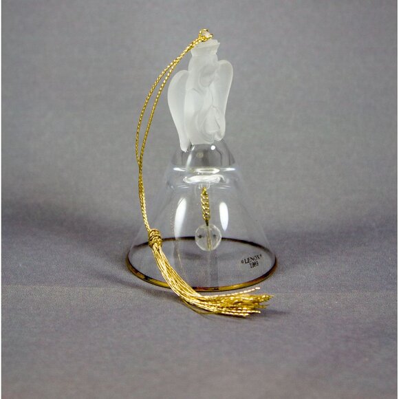 Lenox Crystal Frosted Angel Bell Ornament with Original Box 1989 - Picture 3 of 10